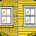 Flat illustration of one brick window opening beside one sided window opening.